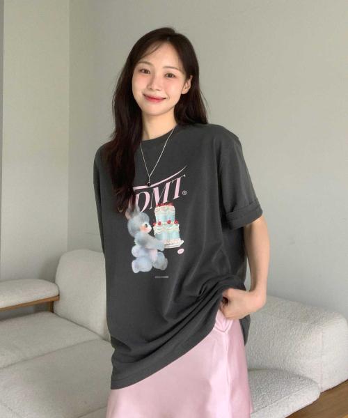 CAKE BEAR TEE CHARCOAL