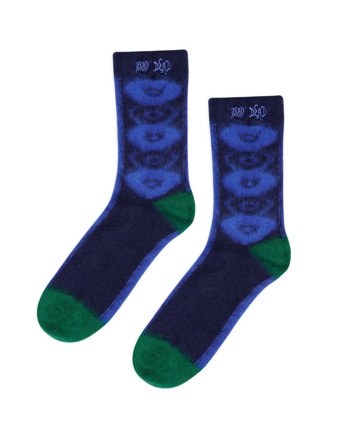 Brushed Oval Argyle Socks - Blue - OS