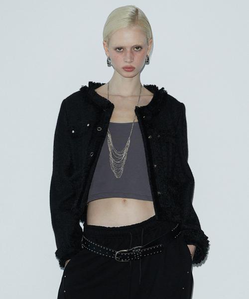 Rivet Tweed Jacket (BLACK)
