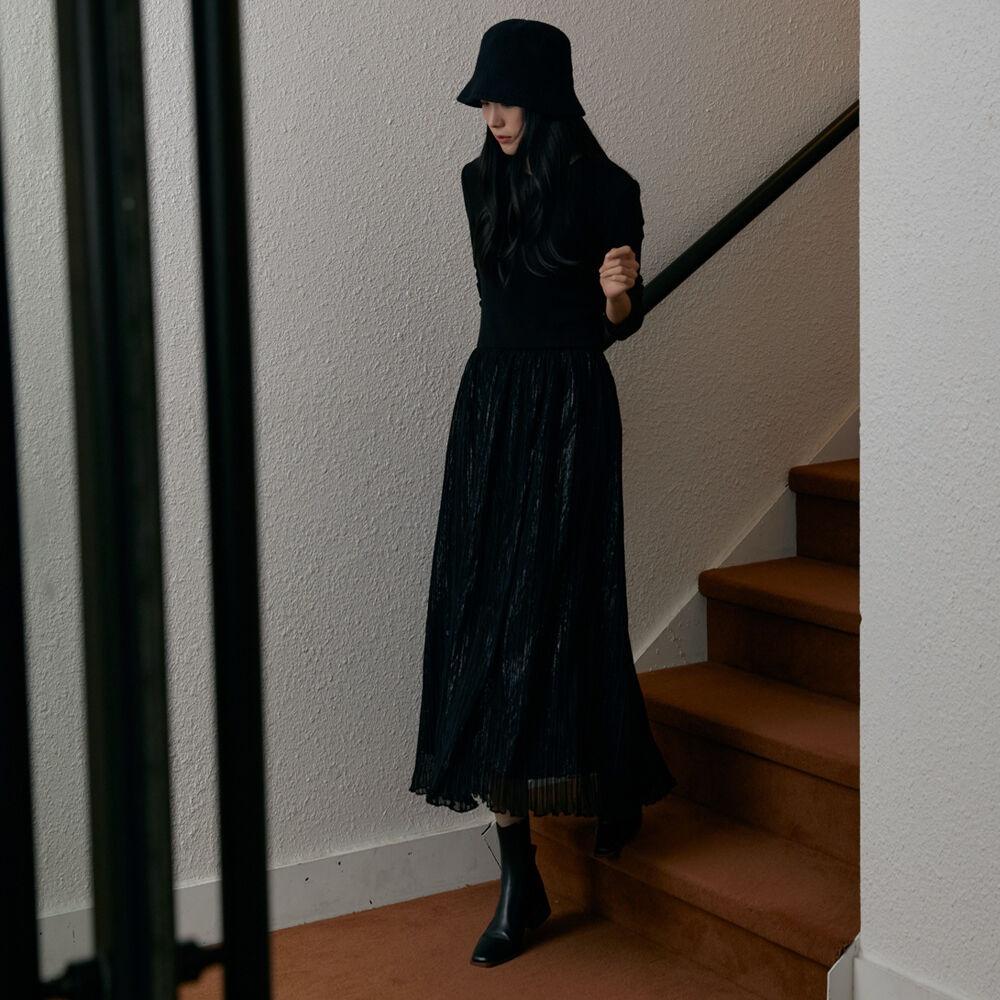 [BELLA] 8차 재입고 Slim Fit Pleats Dress pure black