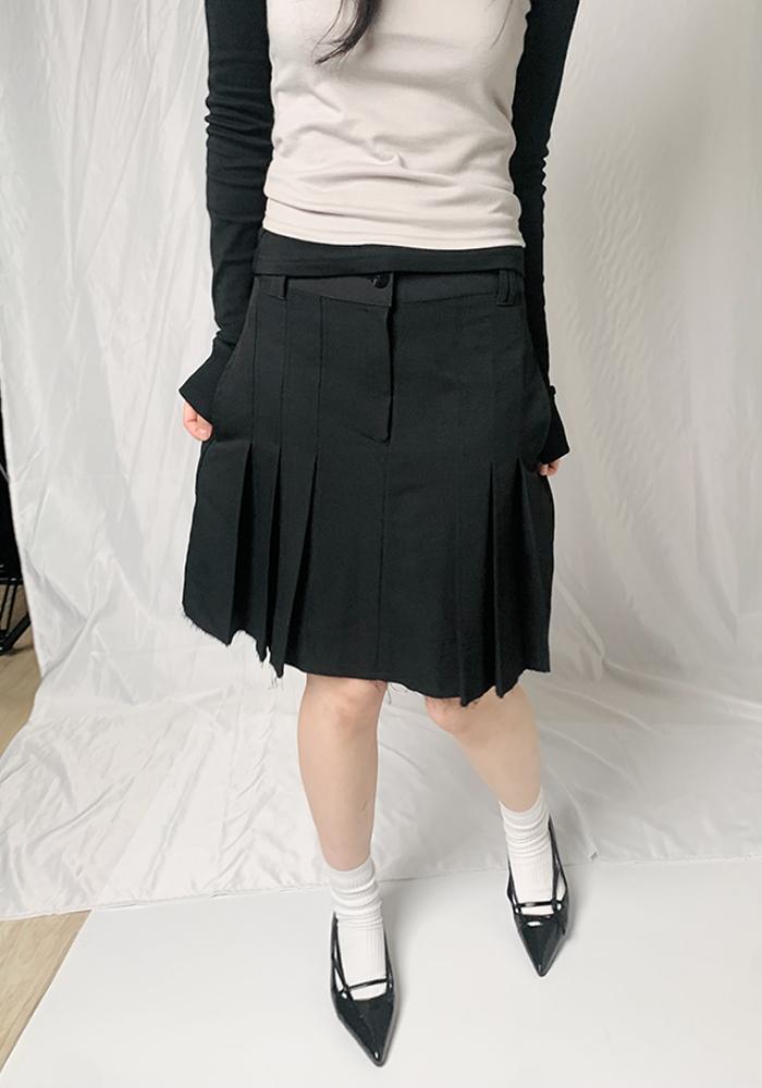 grunge stitch pleats skirts