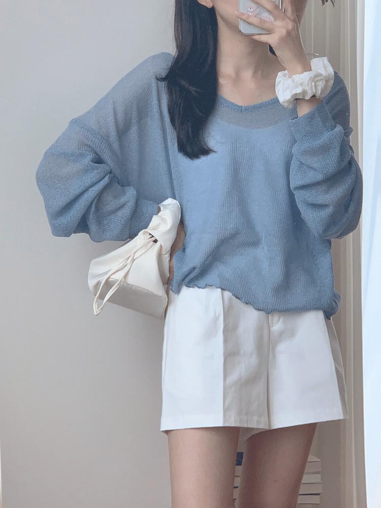 밤바다 루즈핏 여리여리 여름 니트