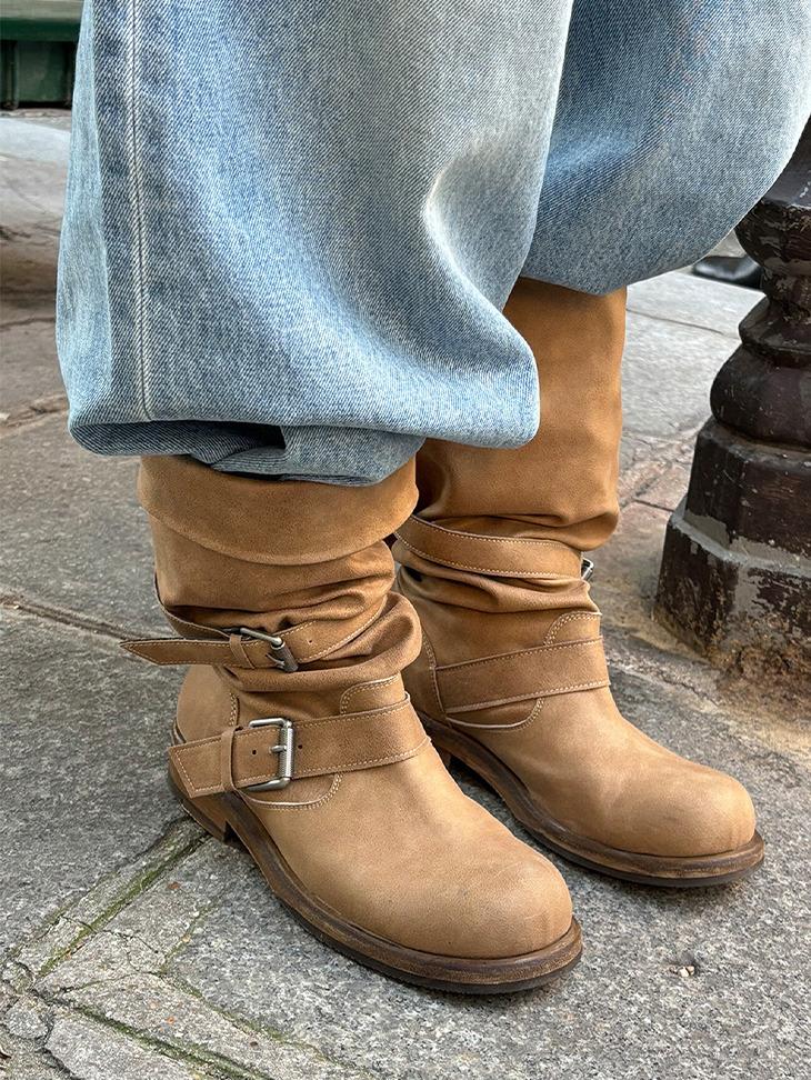 [10월 13일 예약배송] Souchy Long Boots_Washed Beige