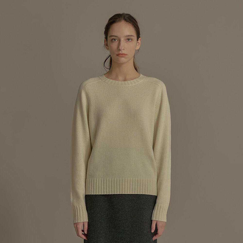 WOOL CASHMERE CREW NECK KNIT (Ivory)