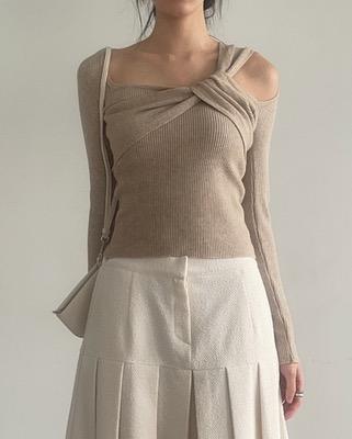 twist shoulder detail knit (3color)