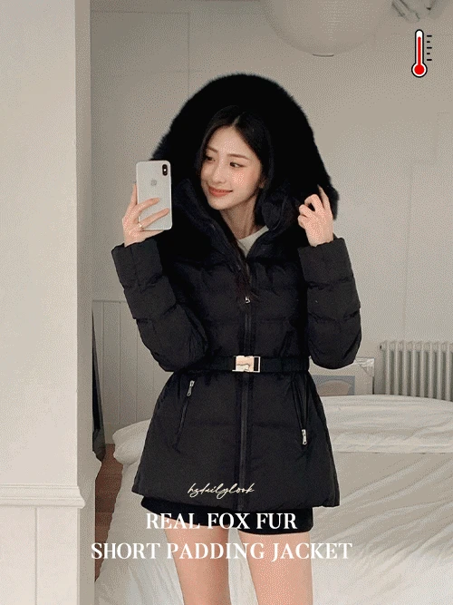 [프리미엄✨][ 핏보장👍🏻] 폭스퍼 덕다운 벨트 숏패딩