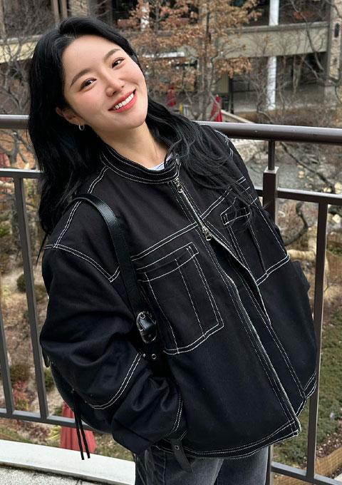 커넷 크롭 스티치 자켓 (블랙)