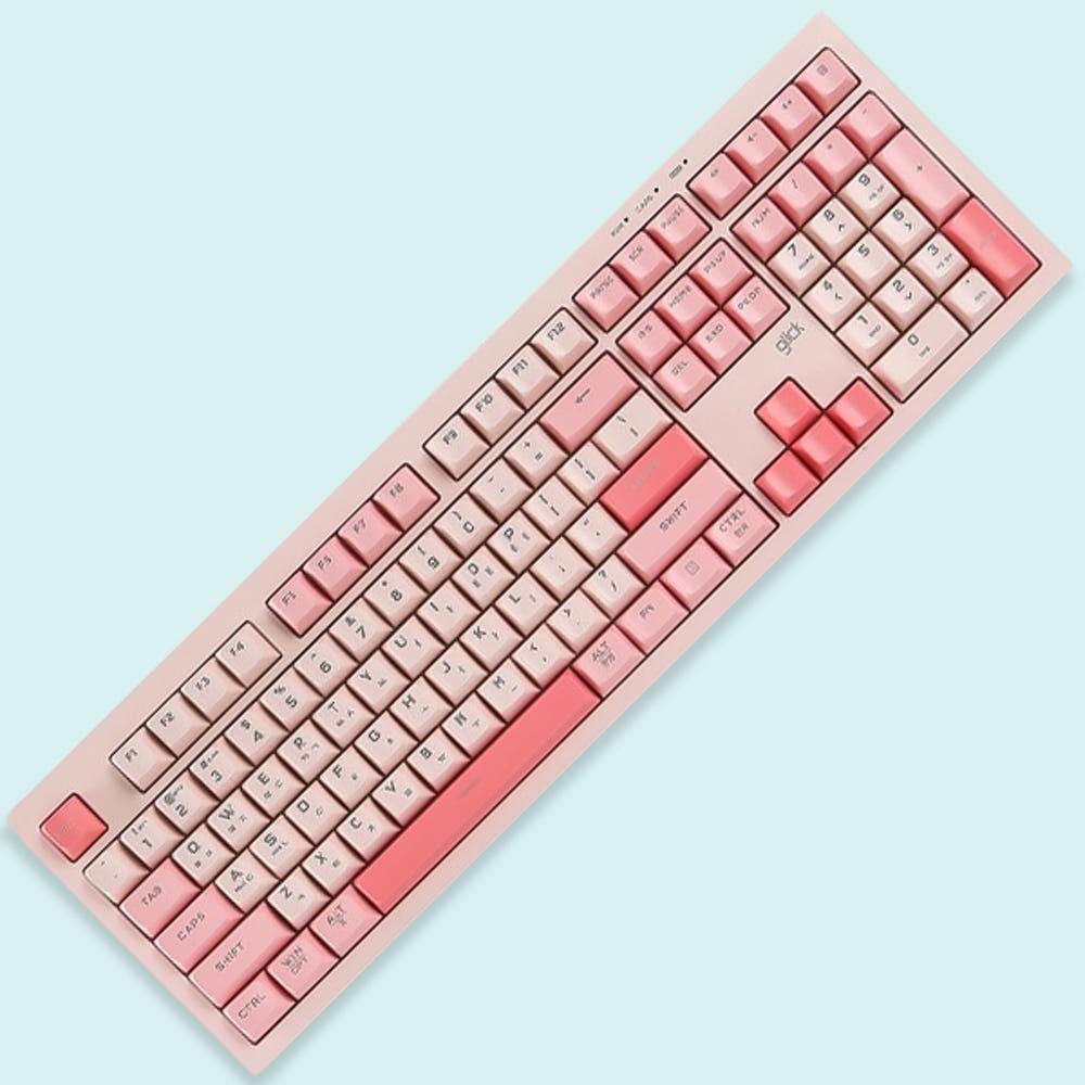사무실 기계식 키보드 무소음 저소음 풀배열 키보드 보글보글 핑크 맥호환 유무선 키보드