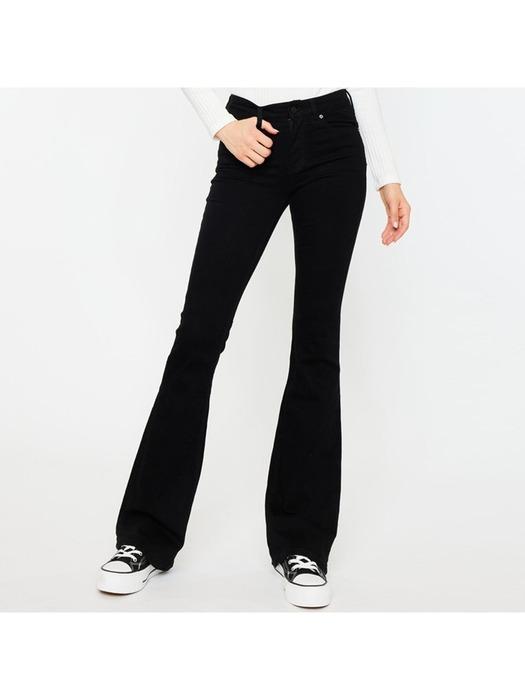 미드 웨이스트 플레어 블랙진 일렌느