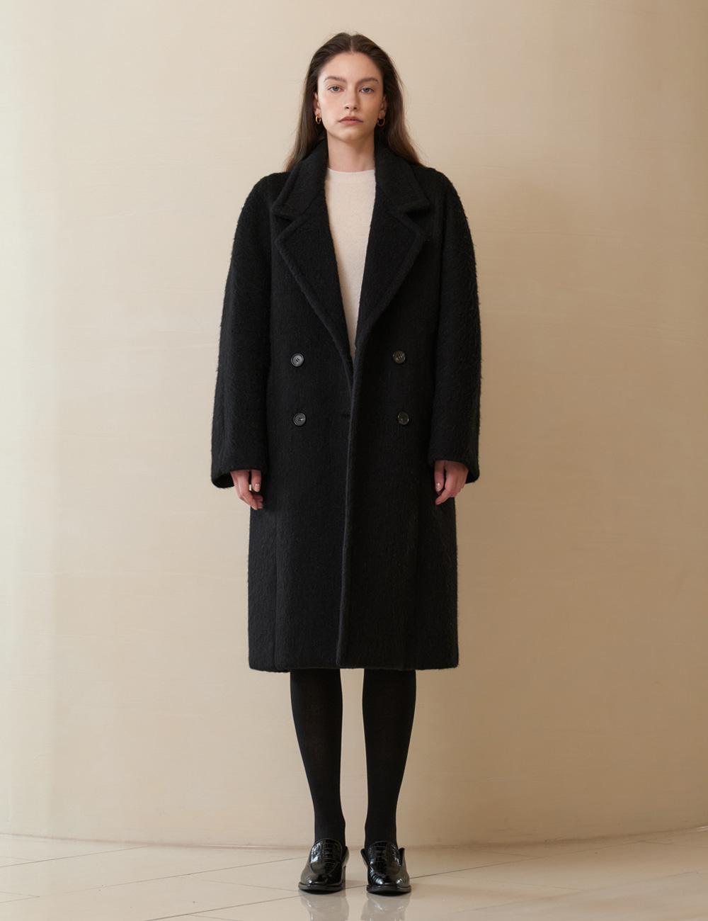 Henri Alpaca Blend Double Coat (Black)
