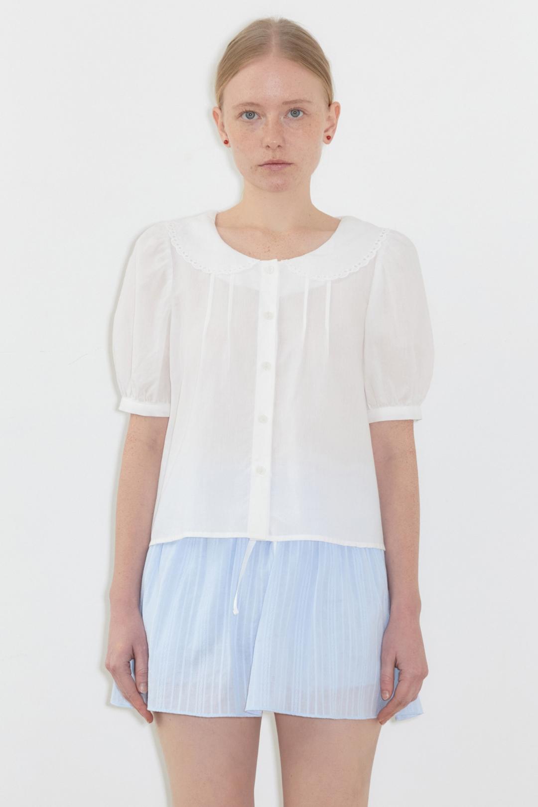 Puff Sleeve Collar Blouse (Cream)