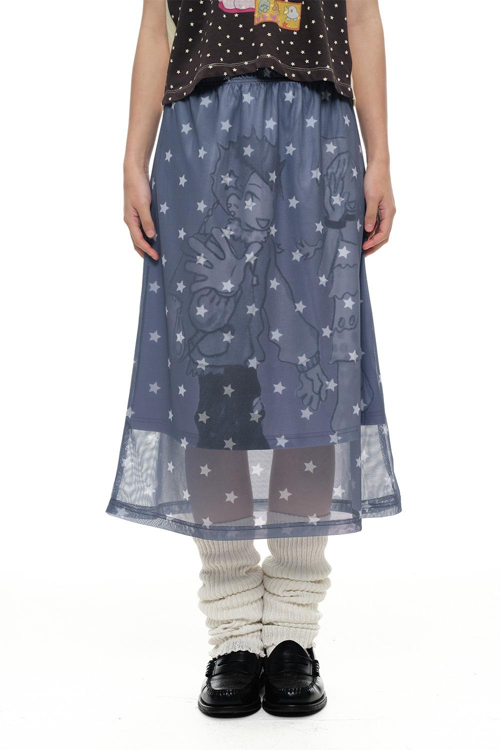 YB x Oliwa Star Print Mesh Graphic Skirt