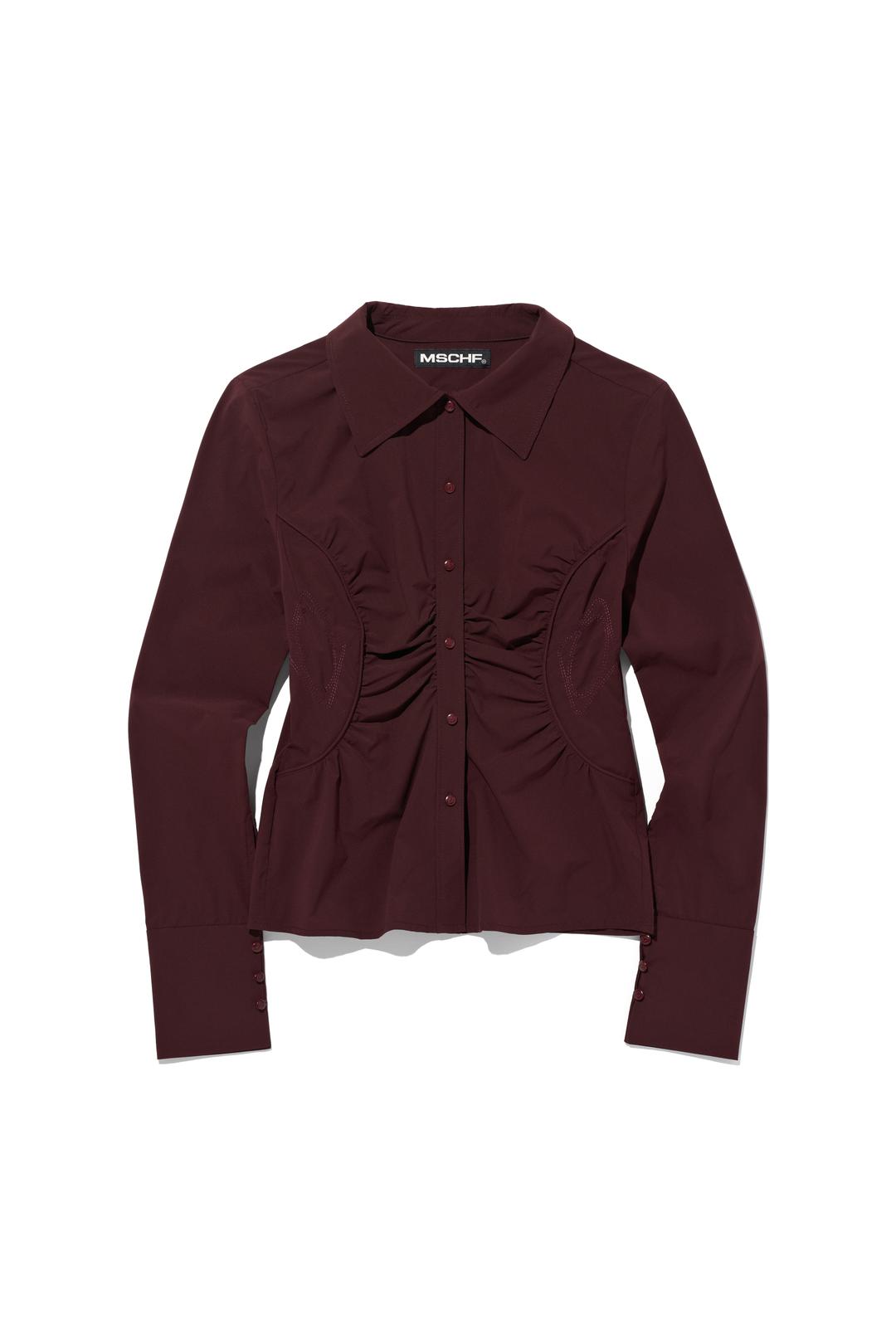 SHIRRING SHIRT_BURGUNDY