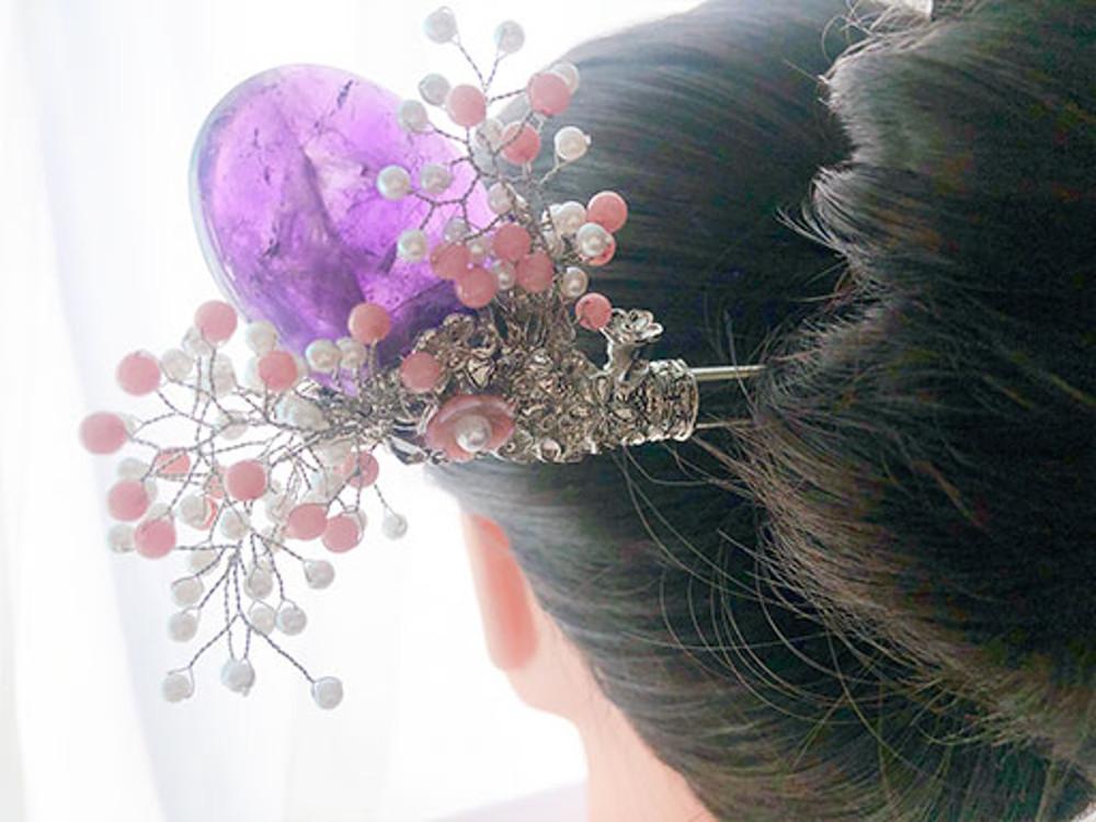 핸드메이드 햇빛에 비친 원석 왕후비녀