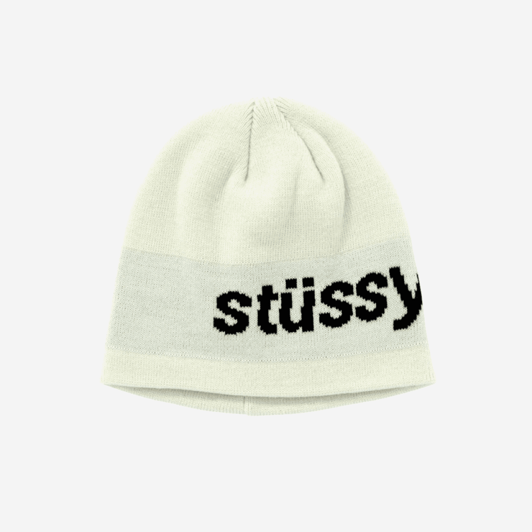 Stussy Helvetica Jacquard Beanie Bone