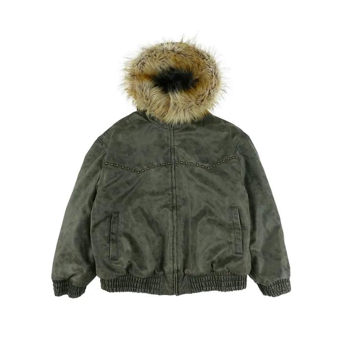 Faux Leather Fur Jacket Black