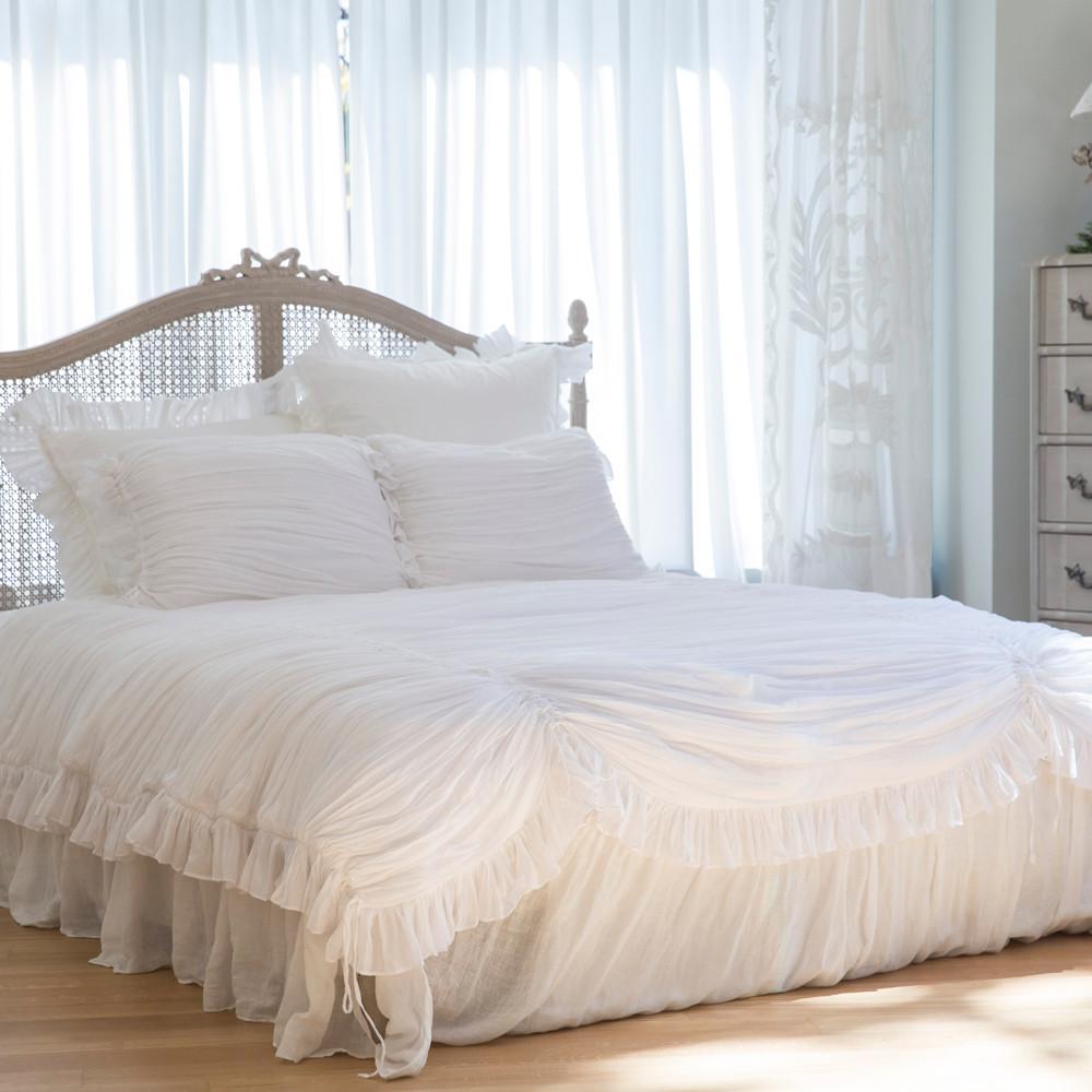 메종드파리 주름베딩세트 (화이트) 면소재 프릴 코튼 침구세트 S, Q, K (솜샤시 포함)