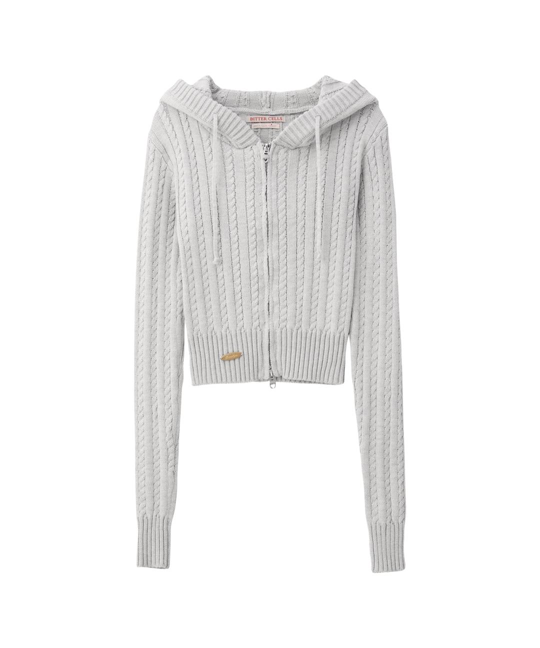 C.G Cable Knit Hoodie-Oatmeal