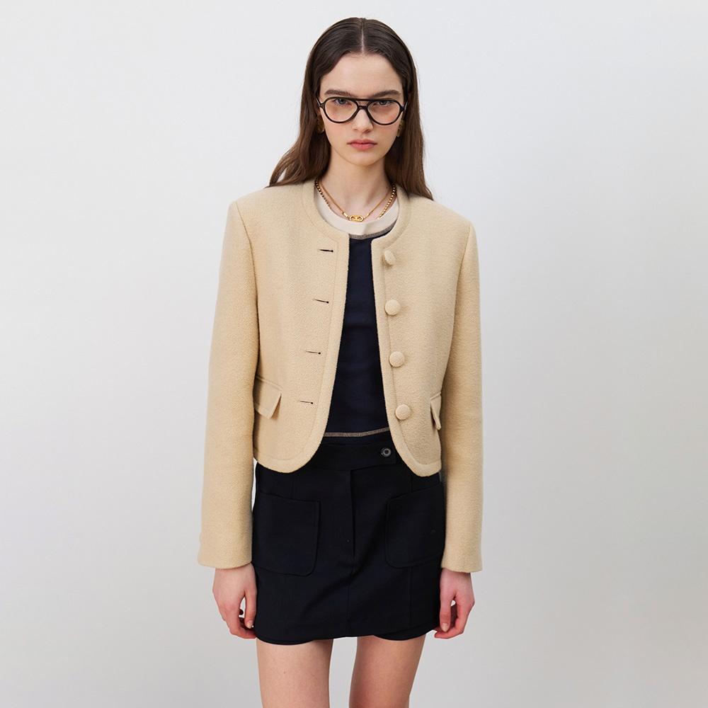 24 Spring_ Vinatage Custard Boucle Blazer