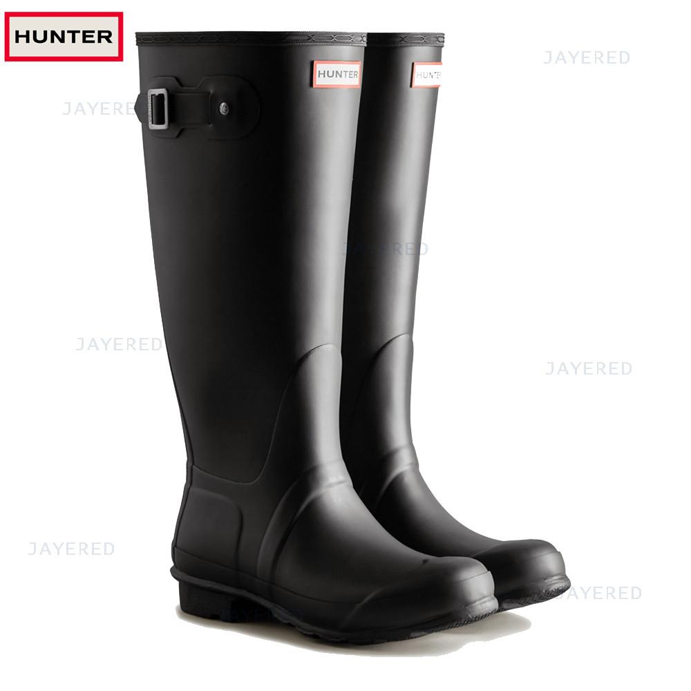 헌터 오리지널 우먼스 톨 레인 와이드 핏 레인부츠 장화 블랙