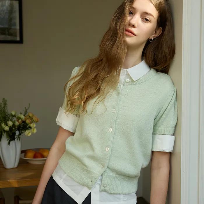 피네 모헤어 하프 가디건 ( 민트 )