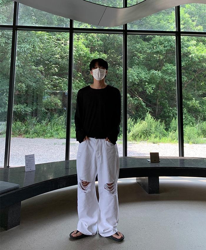 블랑 데미지 화이트데님팬츠