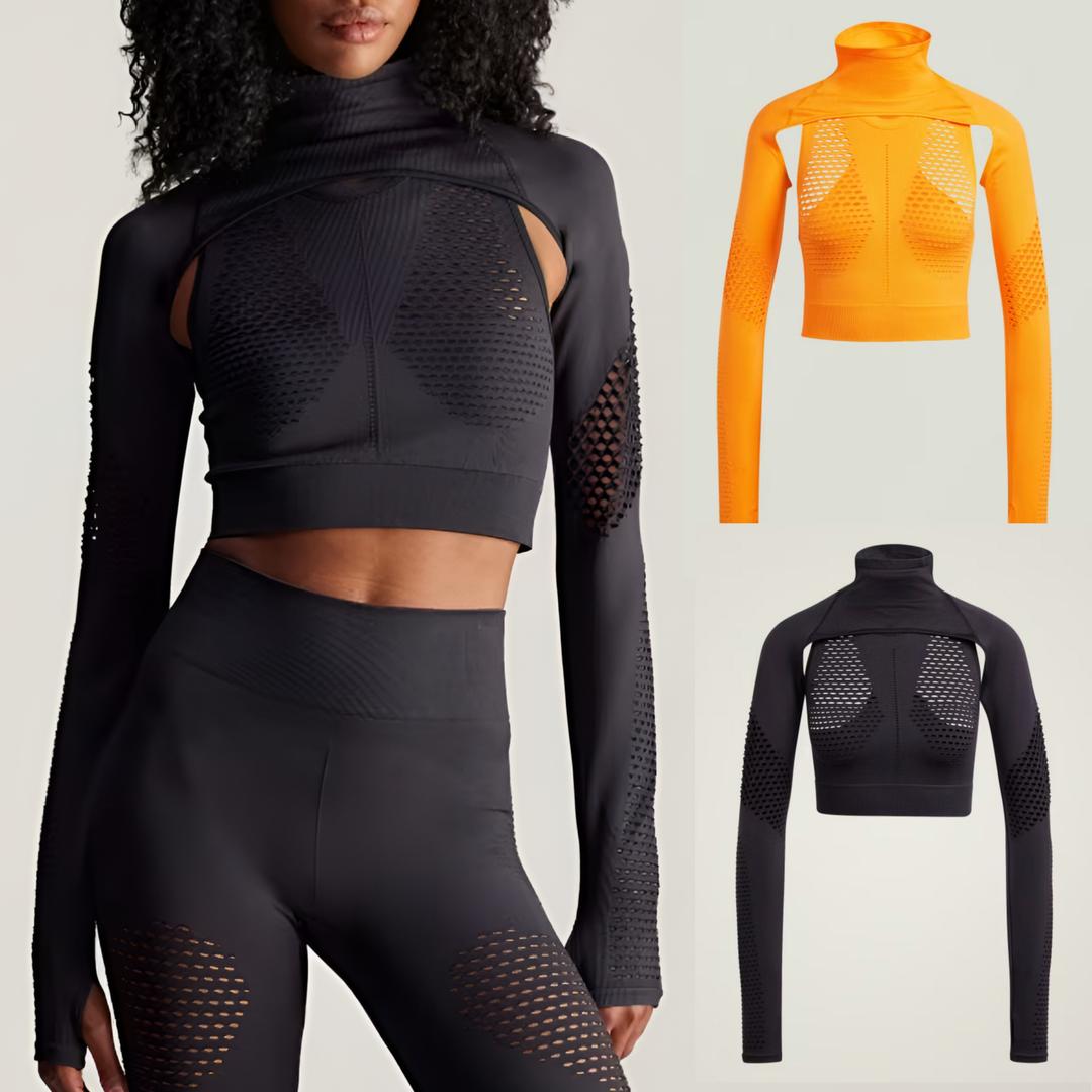 아디다스 요가 탱크 스텔라 트레이닝 매쉬 트루 스트렝스 니트 탑 블랙 오렌지