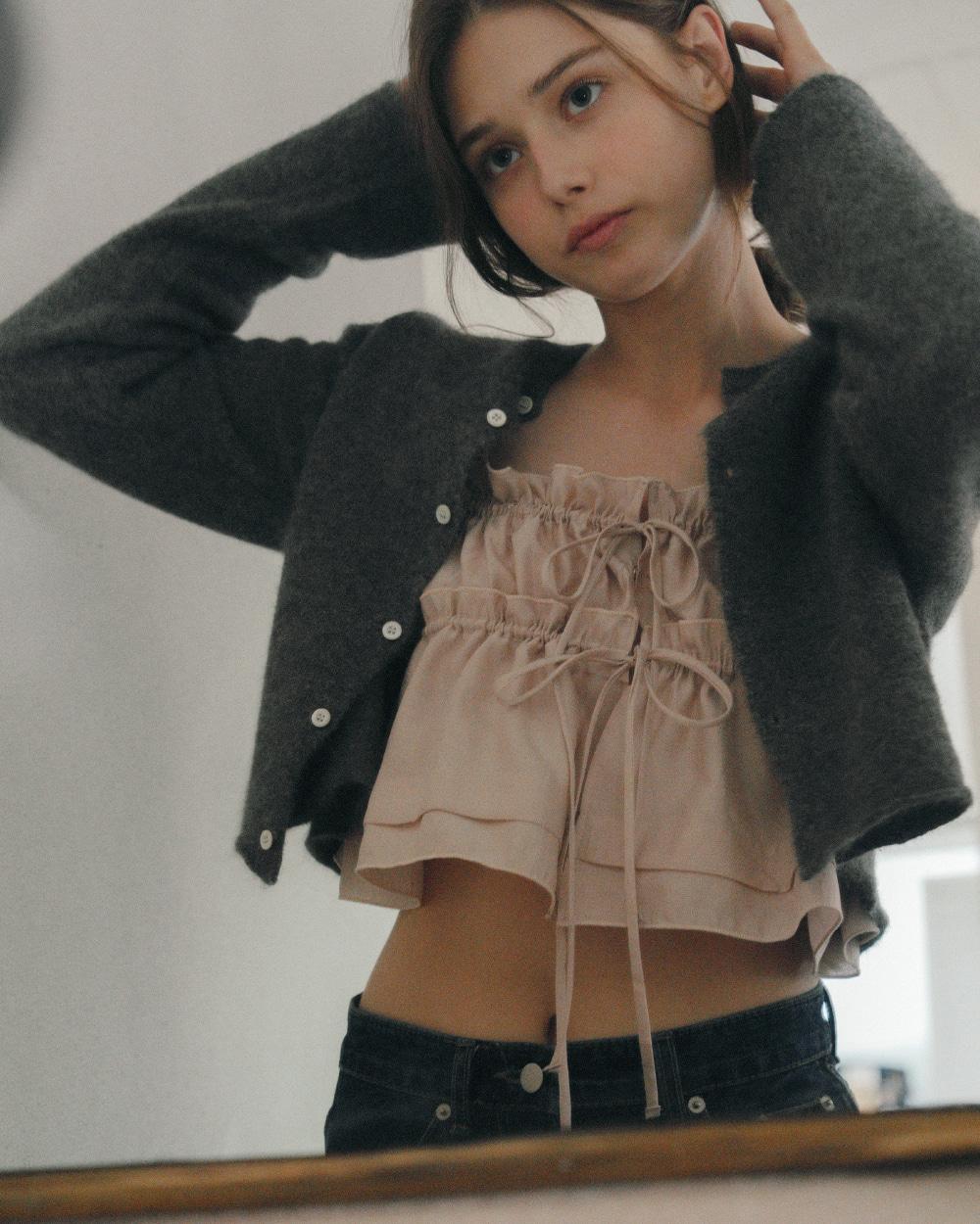 Shirring Button Layered Blouse