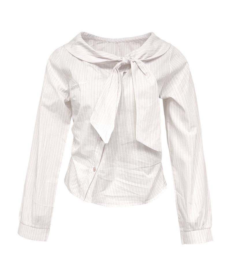 리본 스트라이프 세일러 블라우스