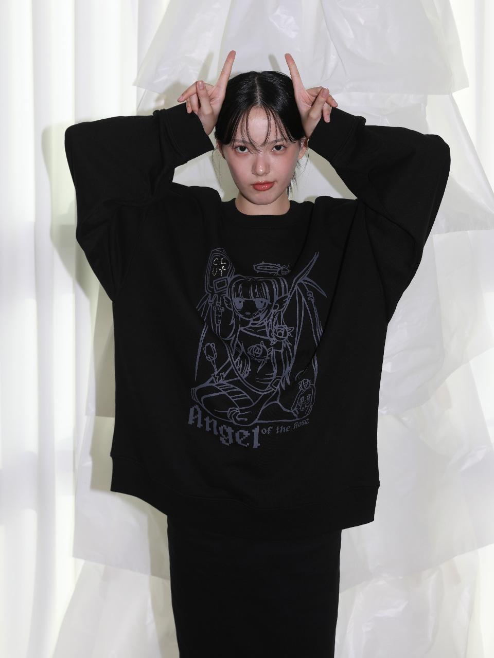 Angel of Rose Sweatshirt - BLACK