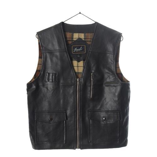 PONT 인조가죽 니트 조끼 | 남