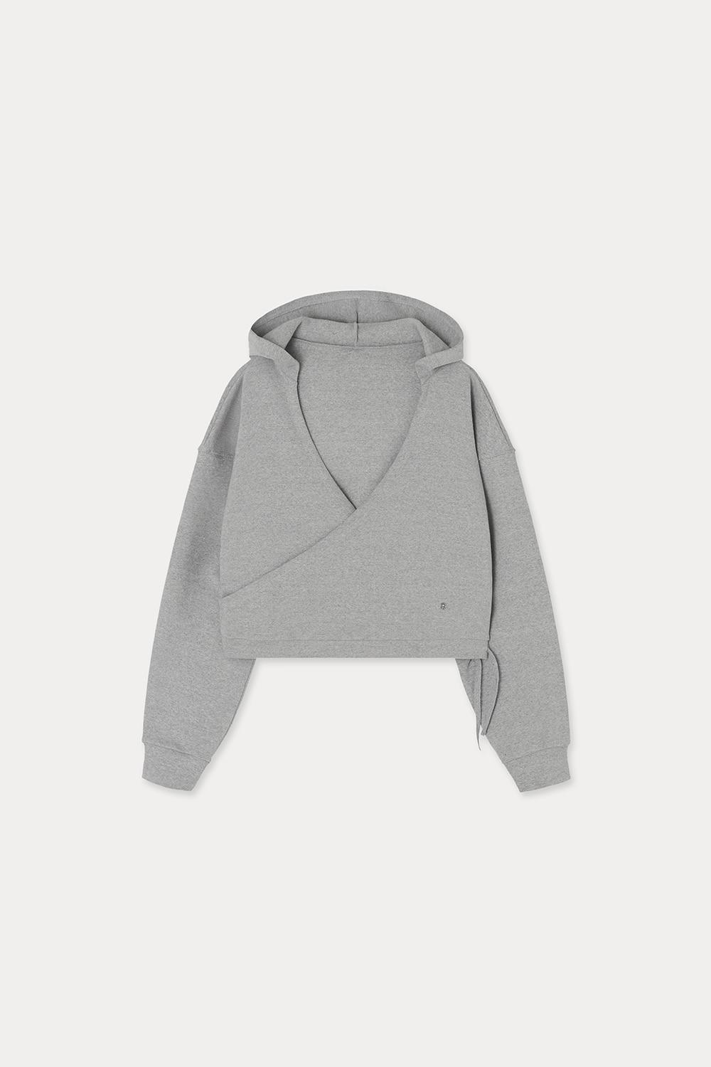 (3rd)Hoodie wrap top_Grey