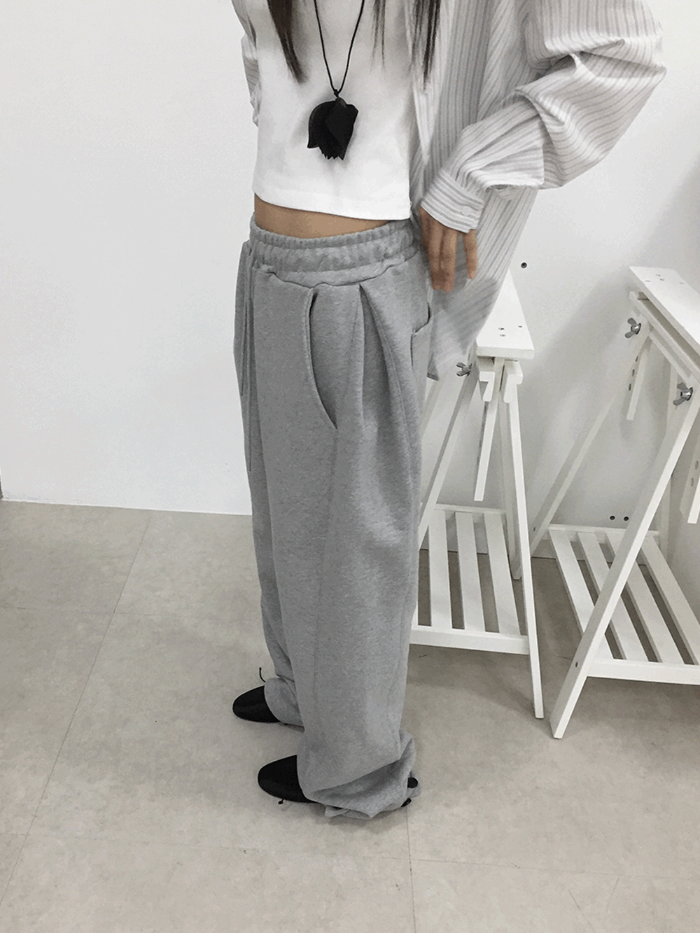 하우유 마크 비죠 와이드 스웻팬츠 (3c)