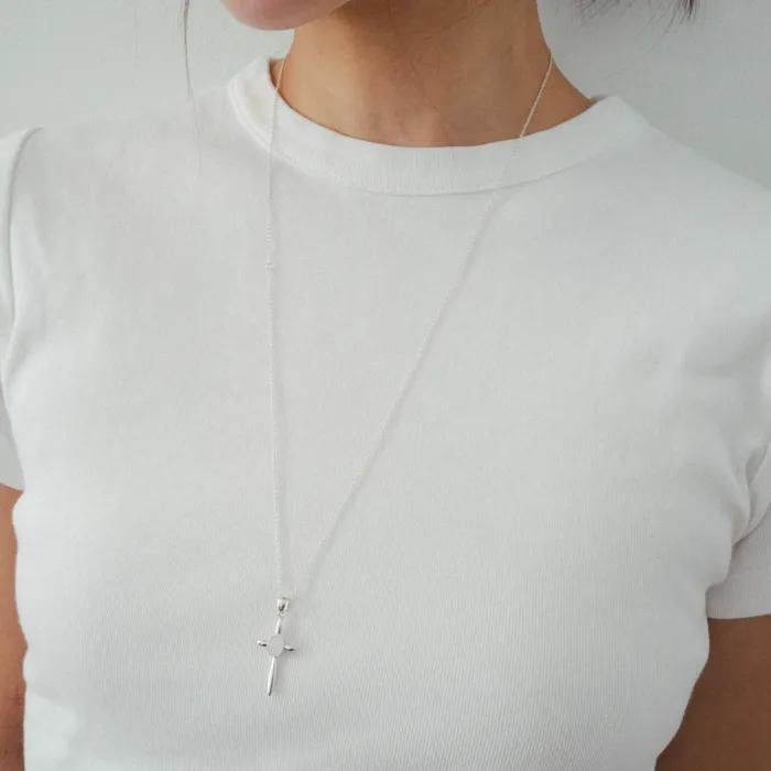 Glass Cross Necklace (3colors)