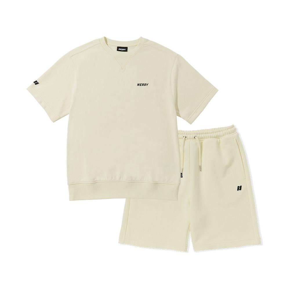 널디 NERDY 남녀공용 에센셜반팔스웻하프 반팔 반바지 세트 S23KGH0837
