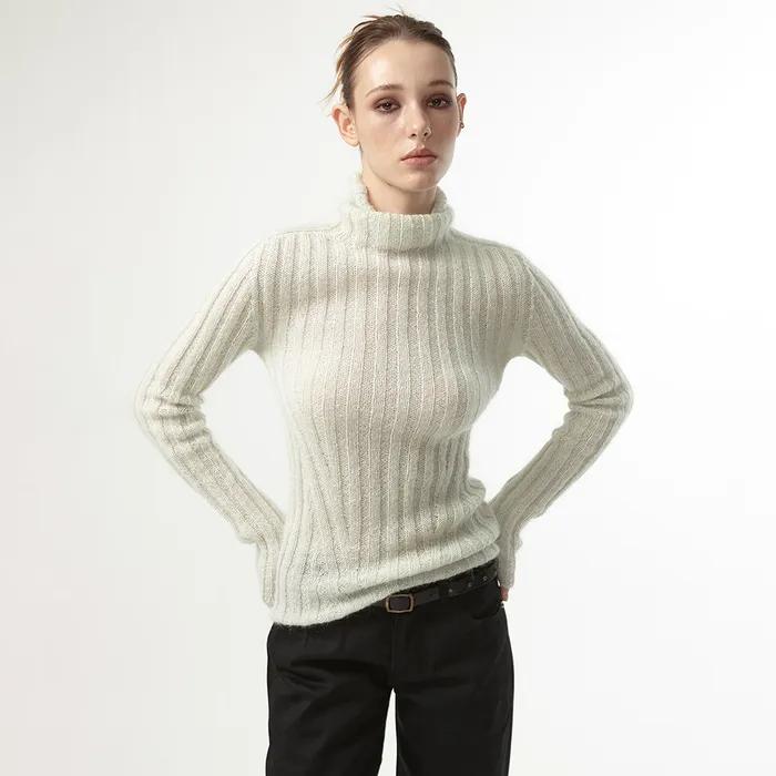 WHOLEGARMENT TURTLE NECK RIBBED KNIT (PURE MINT)