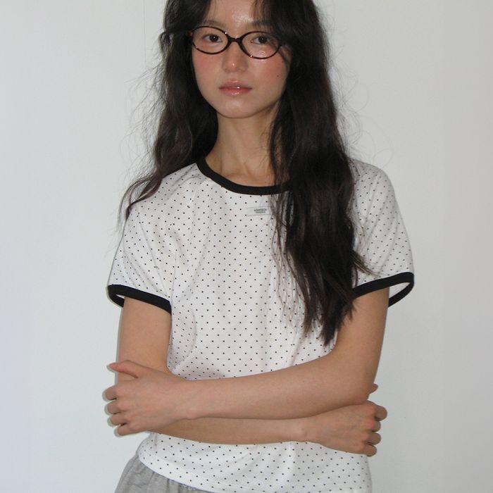 DOT RINGER PUFF T SHIRT WHITE