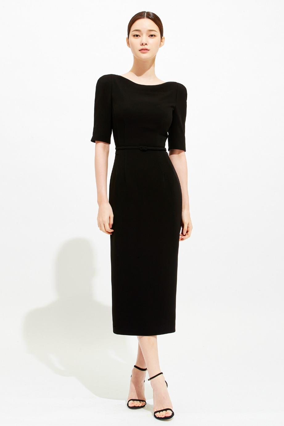 BOAT NECKLINE H LINE DRESS