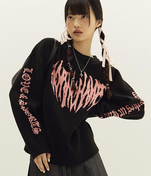 [9/13 발송예정] HEART TRIBAL LOGO KNITWEAR B23FT16BK