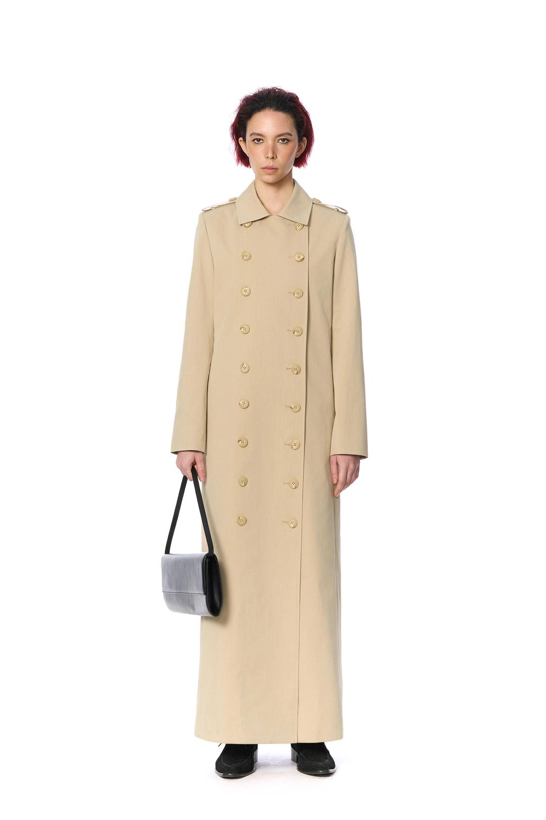 WOMEN BEIGE SLIM DOUBLE BREASTED COAT