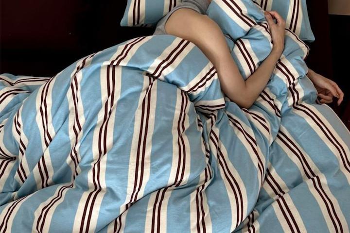 트윈 스트라이프 니트코튼 이불커버+매트커버+베개세트 2colors SS/Q/K