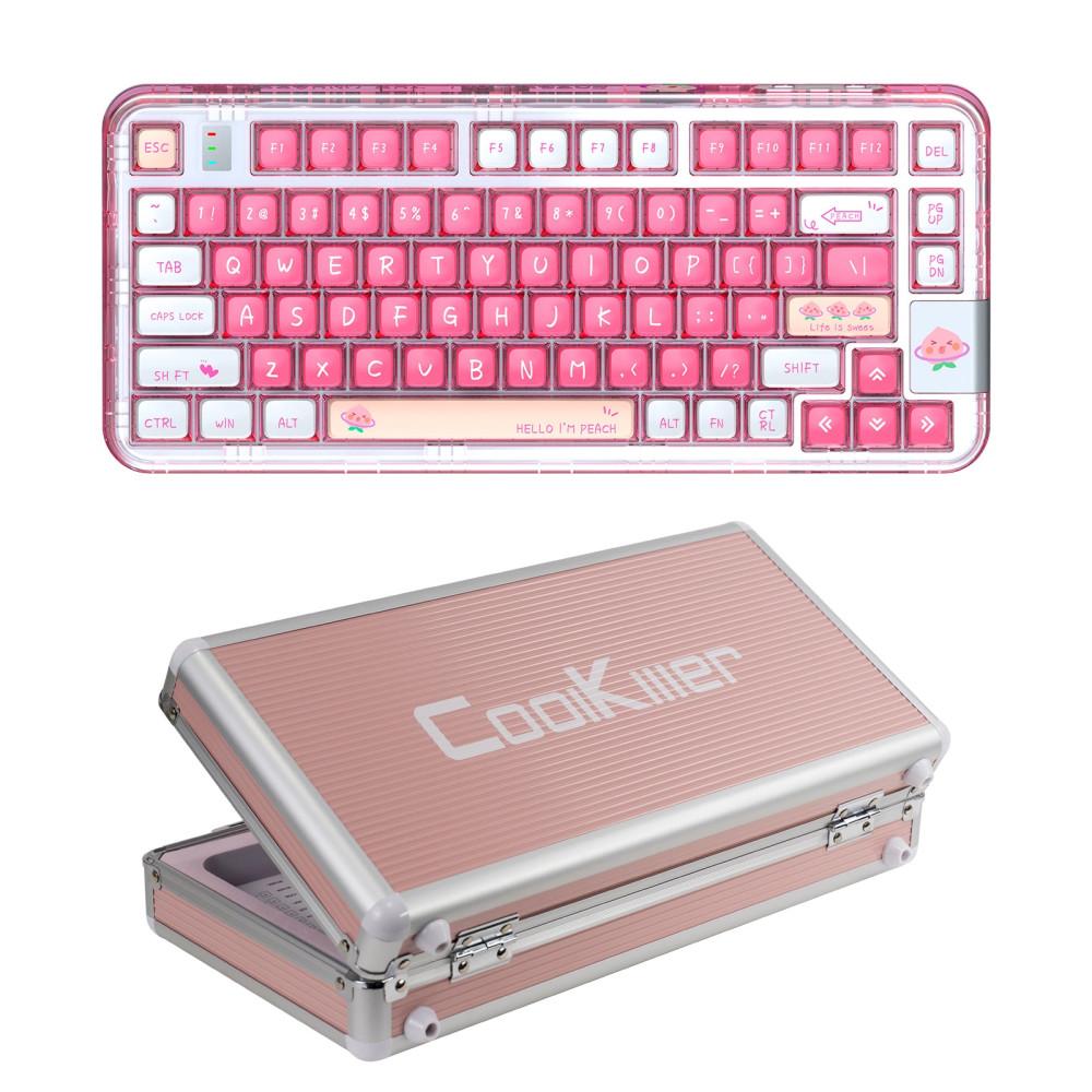 CoolKiller CK75 트리플 모드 투명 기계식 키보드 (알루미늄 키보드 케이스 포함)