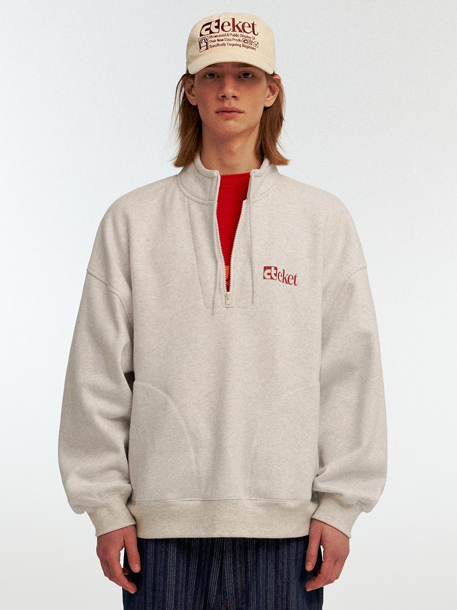 Plan Half Zip-Up Sweatshirt Melange Gray