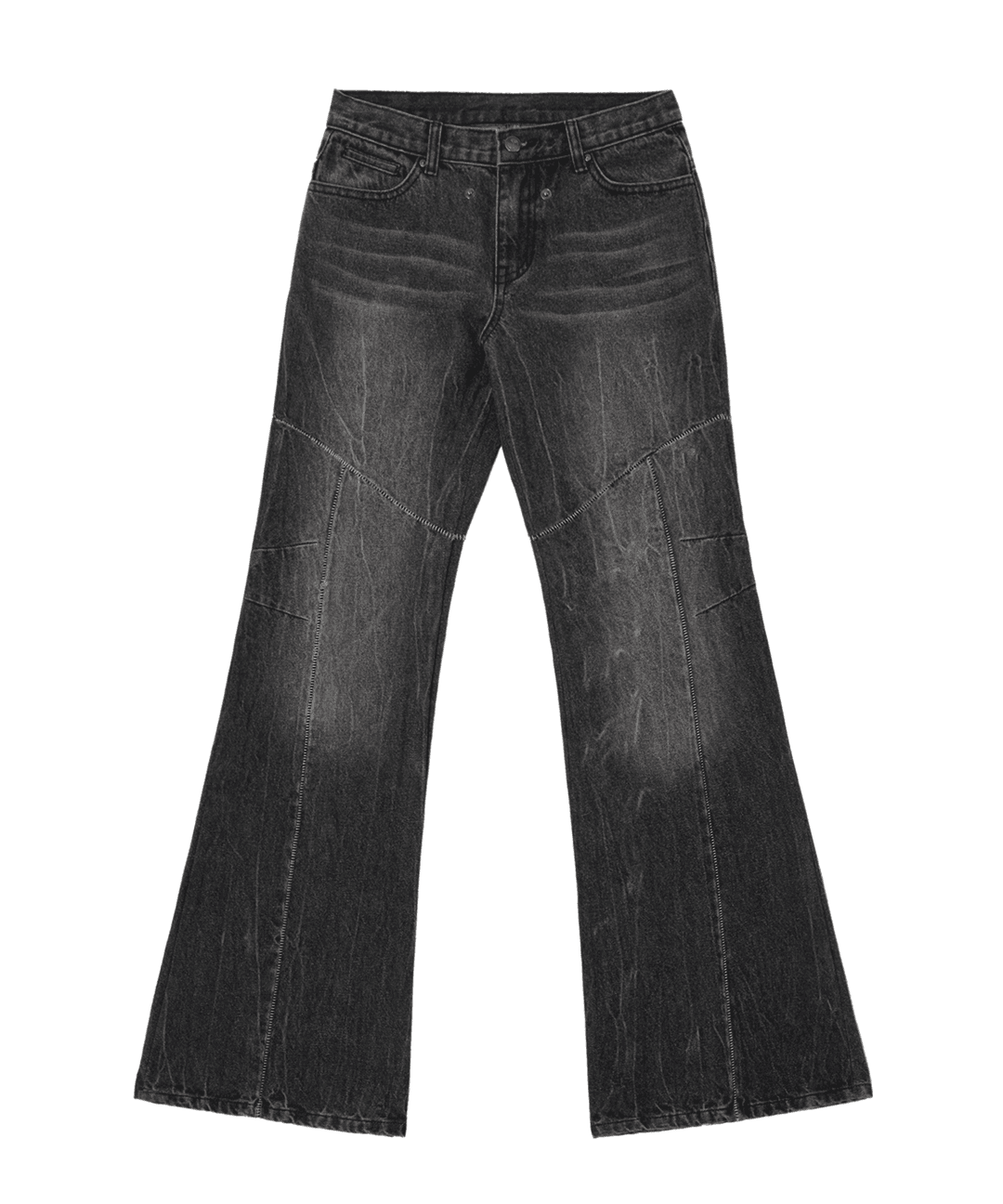 Crack Washed Denim Pants / Charcoal