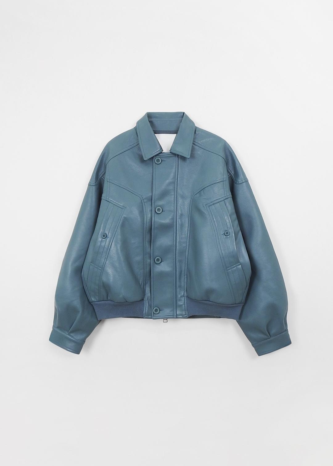 HEAVY LEATHER BLOUSON JACKET [BLUE]