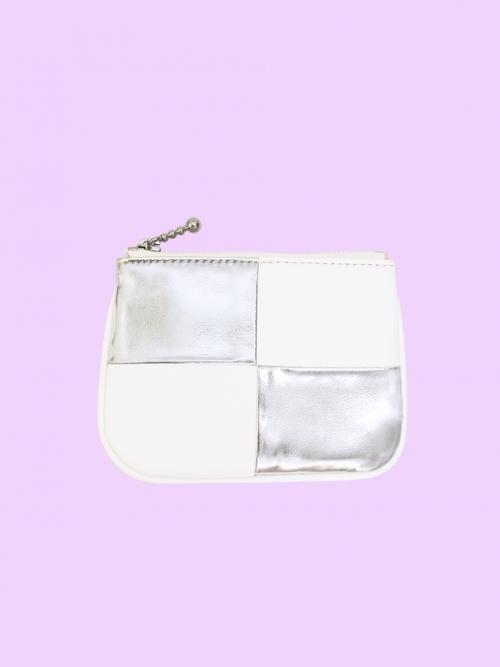 Checkerboard wallet_ Silver