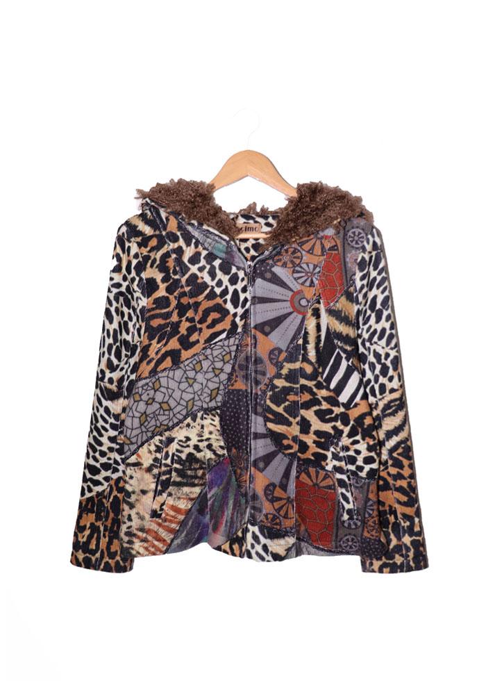 made in ITALY vtg Fur Hood Zip Up