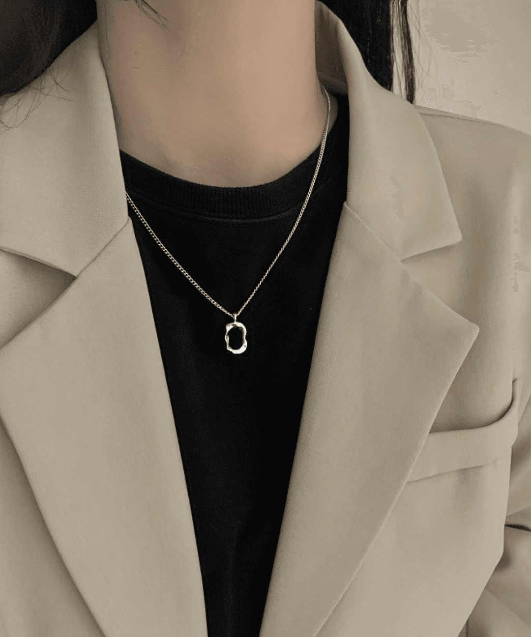 🧥니트 필수템 직진🧥 스퀘어 젠티아나 목걸이 길이조절 롱목걸이 사각목걸이 레이어드목걸이 겨울니트 데일리 팬던트