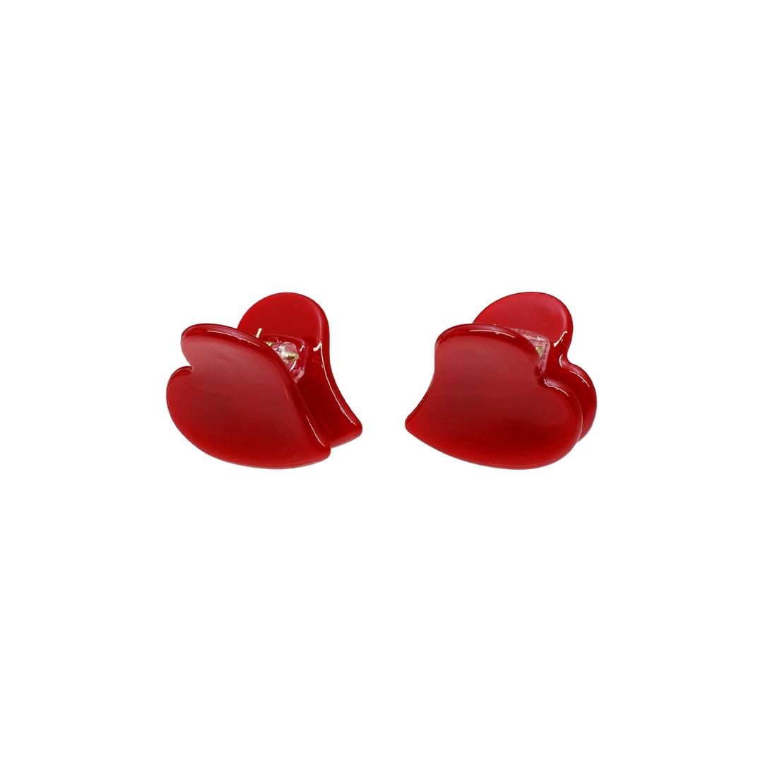 Baby Heart Clip Set in Cherry Kiss