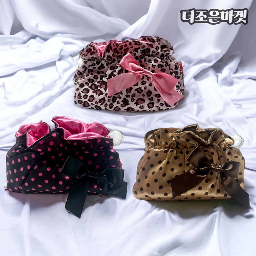도트 리본 파우치 메이크업파우치 여성용품파우치 화장품 립밤 립스틱 쿠션